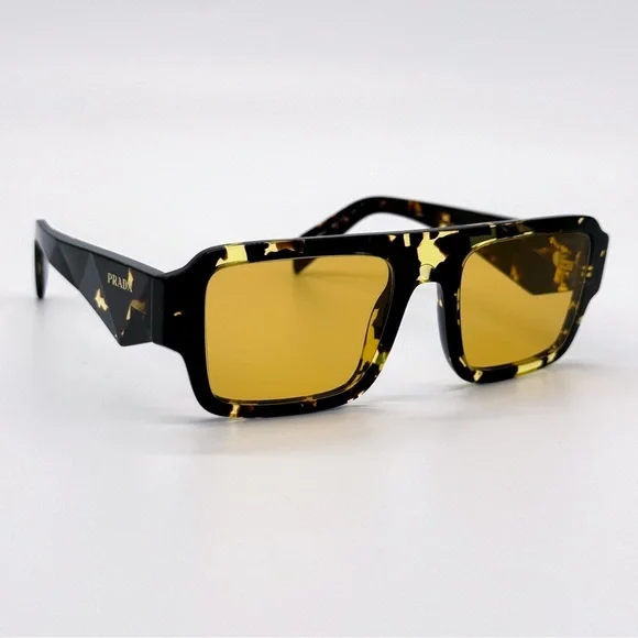 NEW PRADA SPR A05 16O10C SQUARE BROWN YELLOW PRA05S 16O10C UNISEX SUNGLASSES